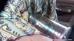 Pretty Asian amateur pisses into the small glass