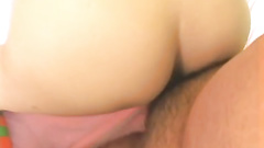 Close ups of Asian butt cheeks and pussy on cock