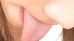 Horny Asian couple pleasantly licks and kisses each other