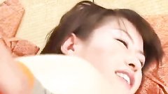 Skinny Japanese babe enjoys being masturbated by boyfriend