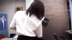 Fuck hungry Asian guy is hotly exciting his girlfriend at work