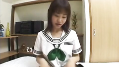 Japanese college chick hotly excites from gentle fondling