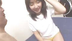 Wonderful Asian teen babe is excitingly masturbating cunt before sucking dick