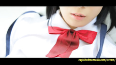 Japanese teen chick Machida Misana hotly poses in sexy high school uniform