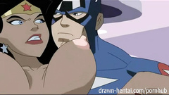 Cartoon super hero is pleasuring hot fuck with busty Canary