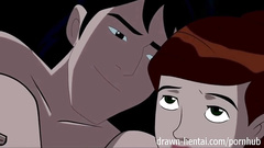 Naughty cartoon teen girl with wonderful big tits seduces and fucks black guy