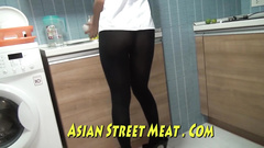 Short haired Thai girl drilled in the hotel apartment