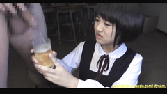 Freaky Japanese teen whore An Kosh is getting peed in mouth