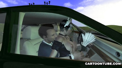 Busty 3D Cartoon housemaid got roughly fucked in the car by her boss